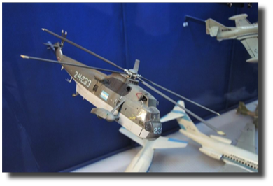 Sikorsky S-61 Sea King. Scratch built in aluminum by Rojas Bazán, 1:40 scale helicopter. Museo Naval de la Nación.